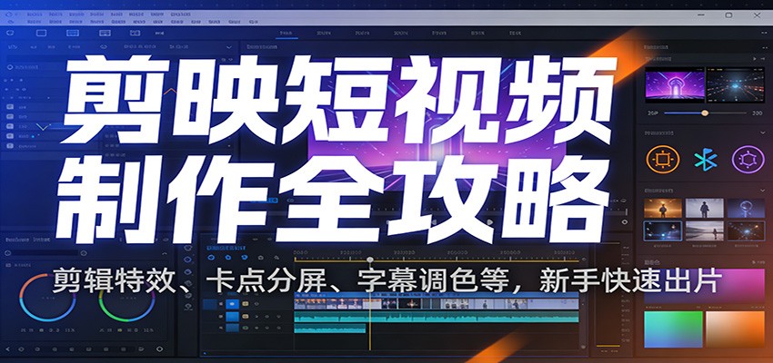 剪映短视频制作全攻略：剪辑特效、卡点分屏、字幕调色等，新手快速出片-hl998