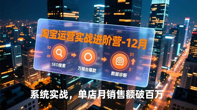 淘宝运营实战进阶营-12月：SEO搜索、万相台爆款、数据诊断，系统实战，单店月销售额破百万-hl998