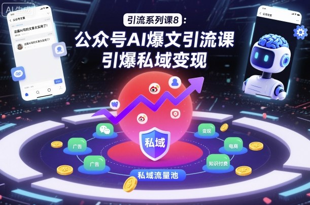引流系列课8：公众号AI爆文引流课，引爆私域变现-hl998