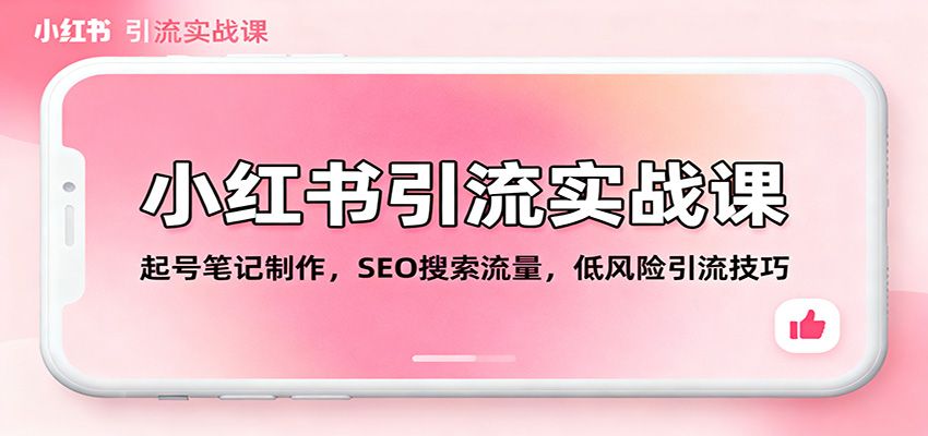 小红书引流实战课：起号笔记制作，SEO搜索流量，低风险引流技巧-hl998
