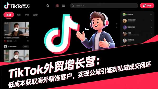 TikTok外贸增长营：低成本获取海外精准客户，实现公域引流到私域成交闭环-hl998