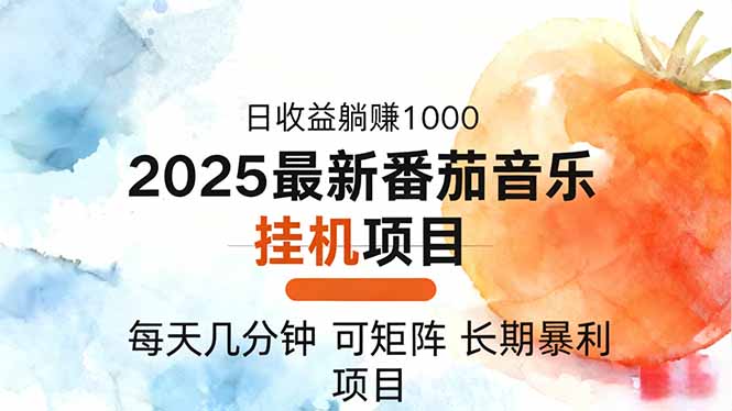2025年最新番茄音乐人挂机项目，每天几分钟，月入1000＋，可矩阵，一台...-hl998