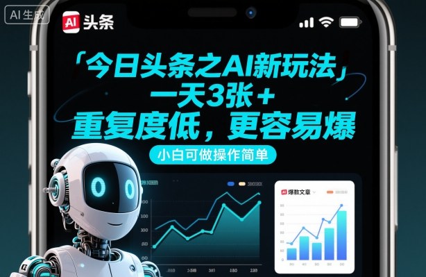 今日头条之AI新玩法，一天3张+，重复度低，更容易爆，小白可做操作简单-hl998