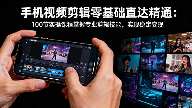 手机视频剪辑零基础直达精通：100节实操课程掌握专业剪辑技能，实现稳...-hl998