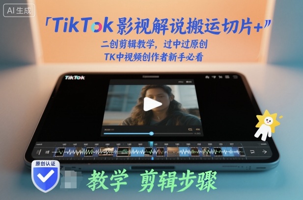 TikTok影视解说搬运切片+二创剪辑教学，过中过原创，TK中视频创作者新手必看-hl998
