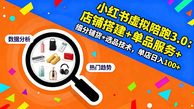 小红书虚拟陪跑3.0：店铺搭建+单品服务+细分铺货+选品技术，单店日入100+-hl998