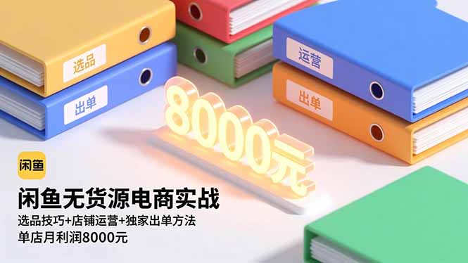 闲鱼无货源电商实战，选品技巧+店铺运营+独家出单方法，单店月利润8000元-hl998