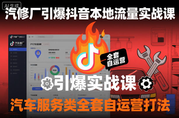 汽修厂引爆抖音本地流量实战课，汽车服务类全套自运营打法-hl998