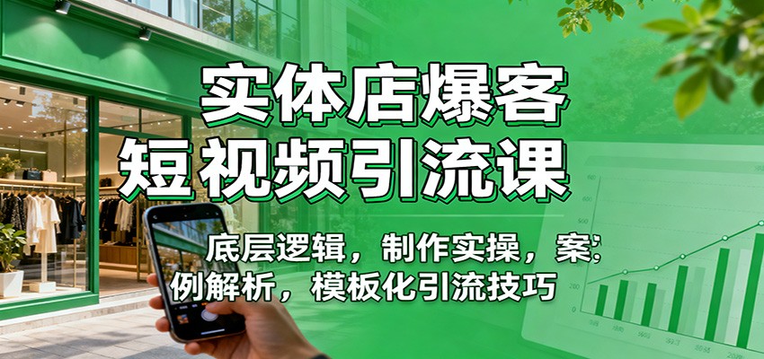 实体店爆客短视频引流课：底层逻辑，制作实操，案例解析，模板化引流技巧-hl998