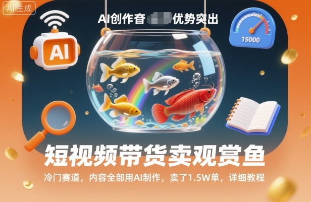 短视频带货卖观赏鱼，冷门赛道，内容全部用AI制作，卖了1.5W单，详细教程-hl998