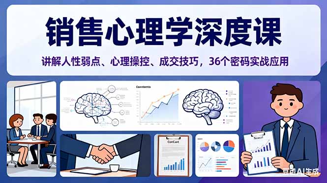 销售心理学深度课，讲解人性弱点、心理操控、成交技巧，36个密码实战应用-hl998