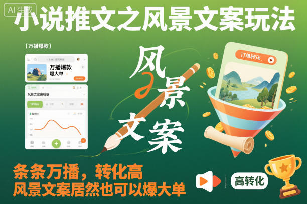 小说推文之风景文案玩法，条条万播，转化高，风景文案居然也可以爆大单！-hl998