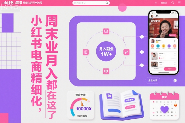 小红书电商精细化运营全流程，周末副业月入1W+，全套方法都在这了-hl998