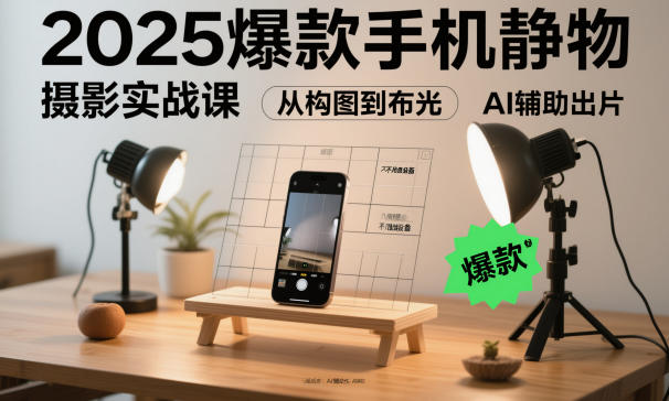 2025爆款手机静物摄影实战课，从构图到布光，不用贵设备，AI辅助出片-hl998