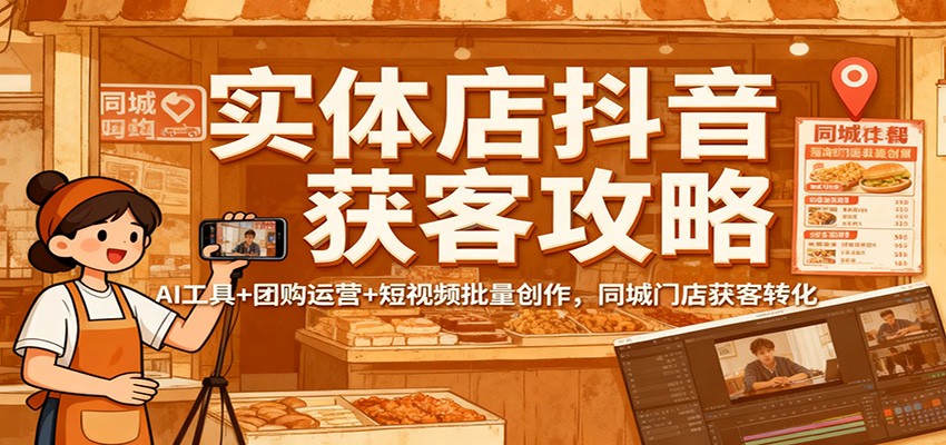 实体店抖音获客攻略：AI工具+团购运营+短视频批量创作，同城门店获客转化-hl998