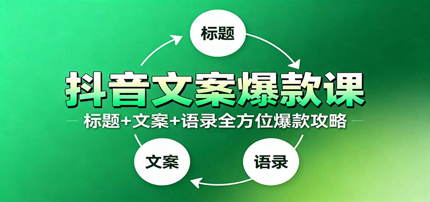 抖音文案爆款课：9大标题绝招，各类型必火文案，100条万能文案情感语录-hl998
