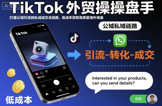 TikTok外贸操盘手，打通公域引流到私域成交全链路，低成本获取高质量海外询盘-hl998