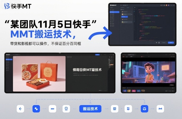 某团队11月5日快手MT搬运技术，带货和影视都可以操作，不保证百分百同框，自测-hl998