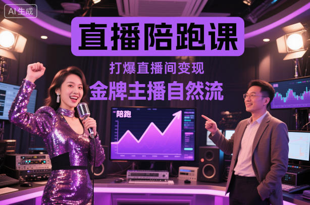 直播陪跑课，金牌主播自然流打爆直播间，复制高变现玩法-hl998