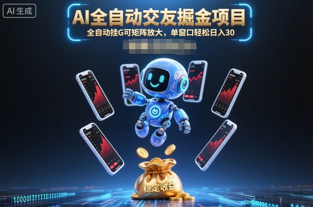 AI全自动交友掘金项目，全自动挂G可矩阵放大，单窗口轻松日入30+【揭秘】-hl998