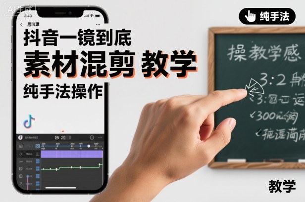 抖音一镜到底素材混剪教学，纯手法操作-hl998