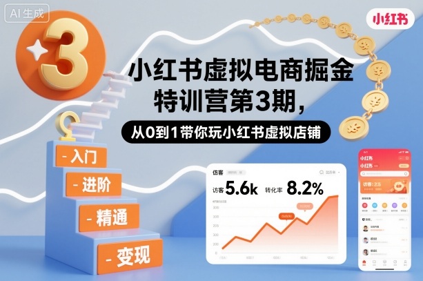 小红书虚拟电商掘金特训营第3期，从0到1带你玩小红书虚拟店铺-hl998