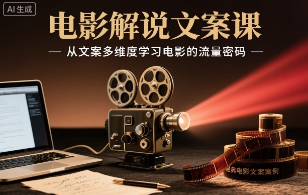 电影解说文案课，从文案多维度学习电影的流量密码-hl998