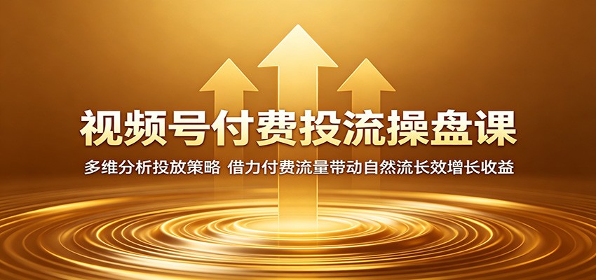 视频号付费投流操盘课：多维分析投放策略，借力付费流量带动自然流长效增长收益-hl998