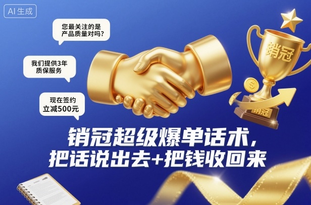 销冠超级爆单话术，把话说出去+把钱收回来-hl998