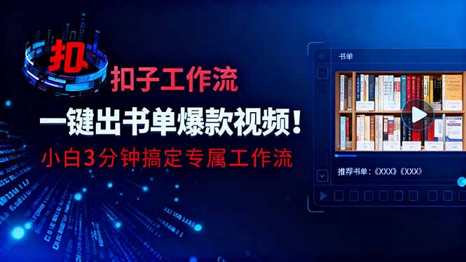 利用扣子工作流一键生成书单爆款视频，小白三分钟搞定专属工作流-hl998