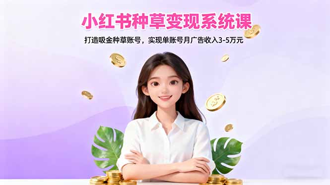 小红书种草变现系统课：打造吸金种草账号，实现单账号月广告收入3-5万元-hl998