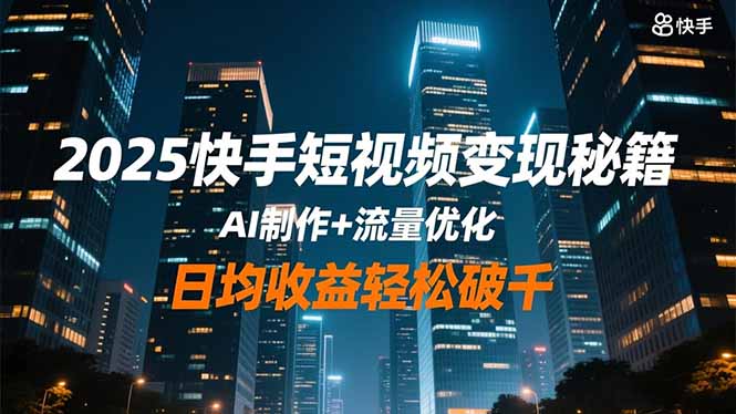2025快手短视频变现秘籍，AI制作+流量优化，日均收益轻松破千-hl998