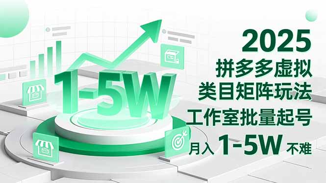 2025 拼多多虚拟类目矩阵玩法，工作室批量起号，月入 1-5W 不难-hl998