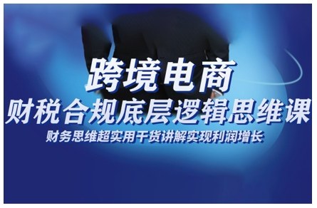 跨境电商财稅合规底层逻辑思维课，财务思维超实用于货讲解实现利润增长-hl998