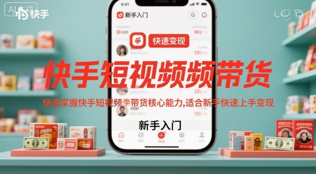快手短视频带货，快速掌握快手短视频带货核心能力，适合新手快速上手变现-hl998