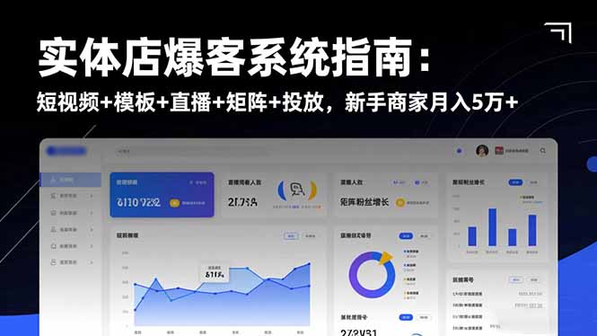 实体店爆客系统指南：短视频+模板+直播+矩阵+投放，新手商家月入5万+-hl998