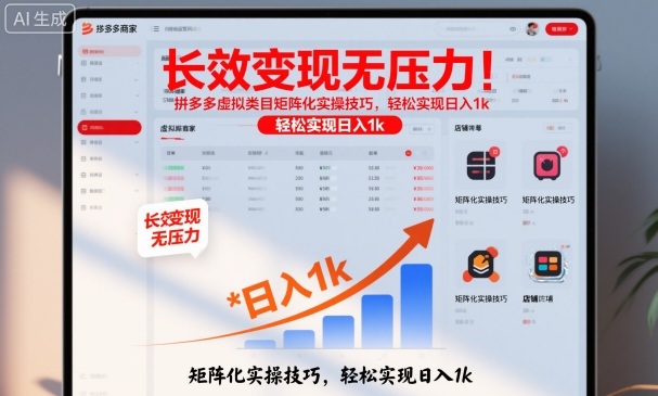 长效变现无压力！拼多多虚拟类目矩阵化实操技巧，轻松实现日入1k【揭秘】-hl998