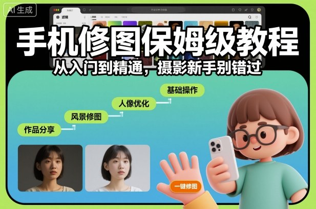 手机修图保姆级教程，从入门到精通，摄影新手别错过-hl998