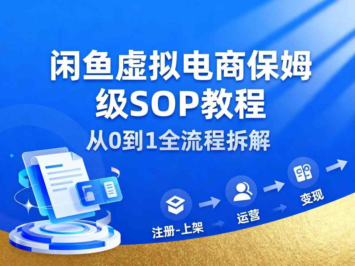 闲鱼虚拟电商，月入轻松过1W，保姆级SOP教程-hl998