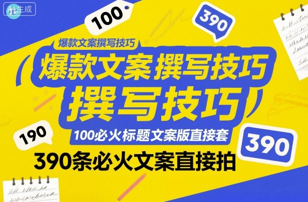 爆款文案撰写技巧，100个必火标题文案模版直接套，390条必火文案直接拍-hl998