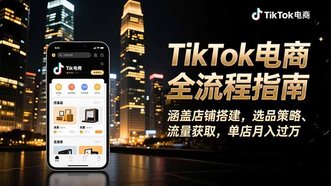 TikTok电商全流程指南，涵盖店铺搭建、选品策略、流量获取，单店月入过万-hl998