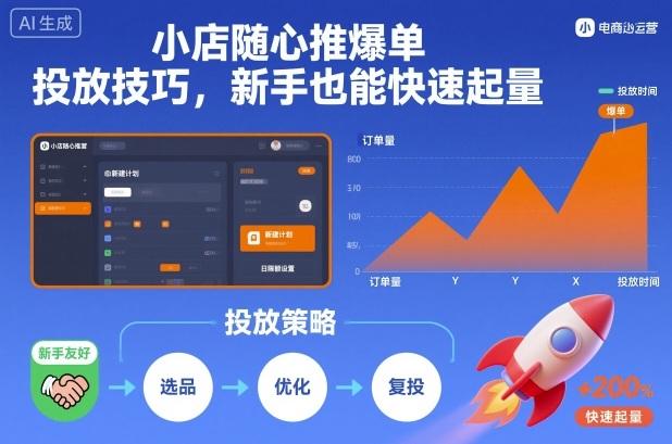 小店随心推爆单投放技巧，新手也能快速起量-hl998