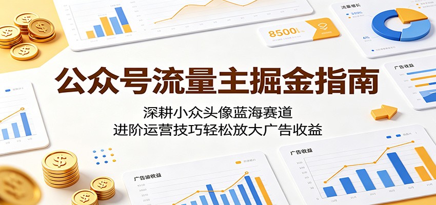 公众号流量主掘金指南：深耕小众头像蓝海赛道，进阶运营技巧轻松放大广告收益-hl998