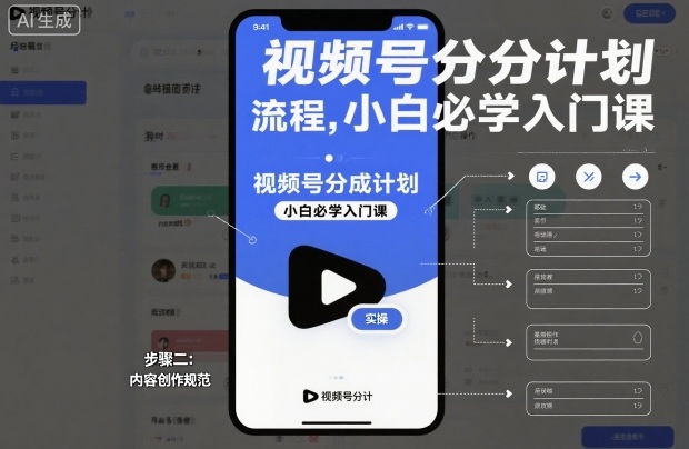 视频号分成计划实操流程，小白必学入门课-hl998