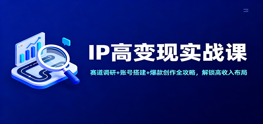 IP高变现实战课：赛道调研+账号搭建+爆款创作全攻略，解锁高收入布局-hl998