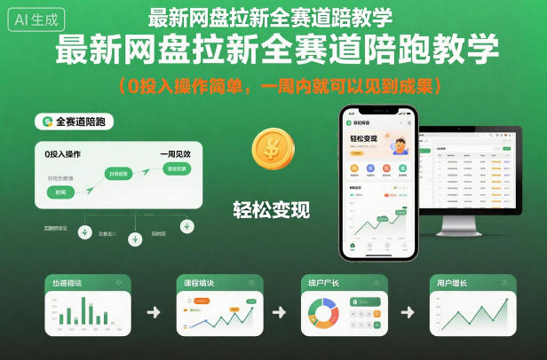 最新网盘拉新全赛道陪跑教学，0投入操作简单，一周内就可以见到成果-hl998