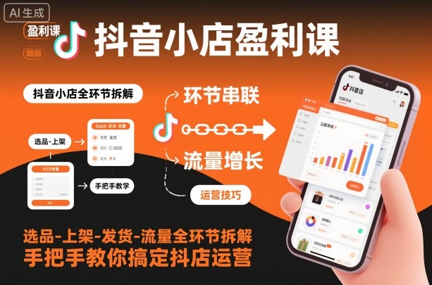 抖音小店盈利课-选品-上架-发货-流量全环节拆解，手把手教你搞定抖店运营-hl998