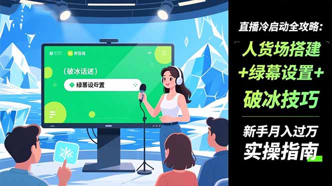 直播冷启动全攻略:人货场搭建+绿幕设置+破冰技巧，新手月入过万实操指南-hl998