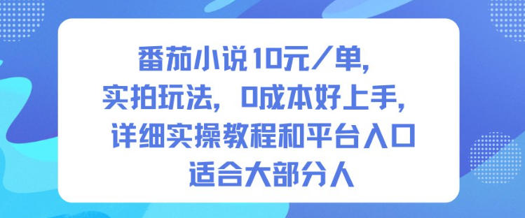 番茄小说10米每单，实拍玩法，0成本好上手，详细实操教程和平台入口适合大部分人-hl998
