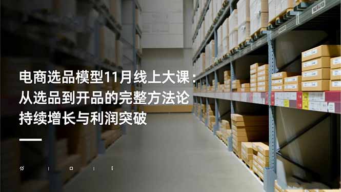 电商选品模型11月线上大课：从选品到开品的完整方法论 持续增长与利润突破-hl998